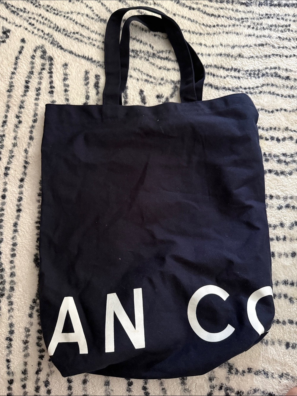 Cole Haan Blue 20in x 17in Canvas Tote Bag with White Lettering